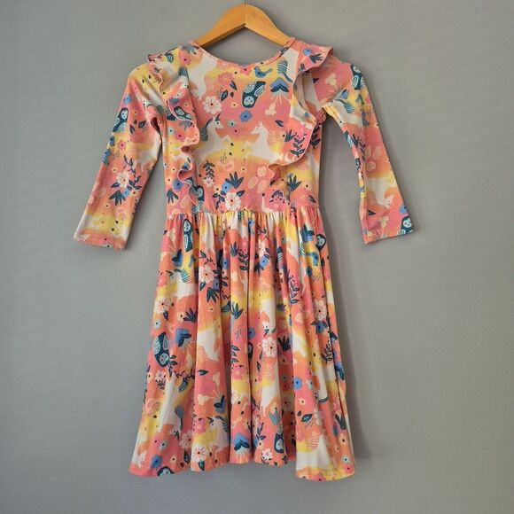 Dot Dot Smile Lot 3 Long Sleeve Ruffle Dresses Butterflies Unicorns Girls 8 -10 - Picture 4 of 14